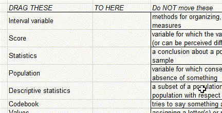 Excel Drag example